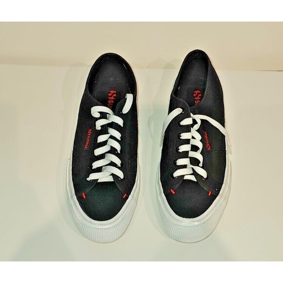NEW Women's Superga Black with Red Stitching EU Size 41 ( US 9.5) - Picture 1 of 7